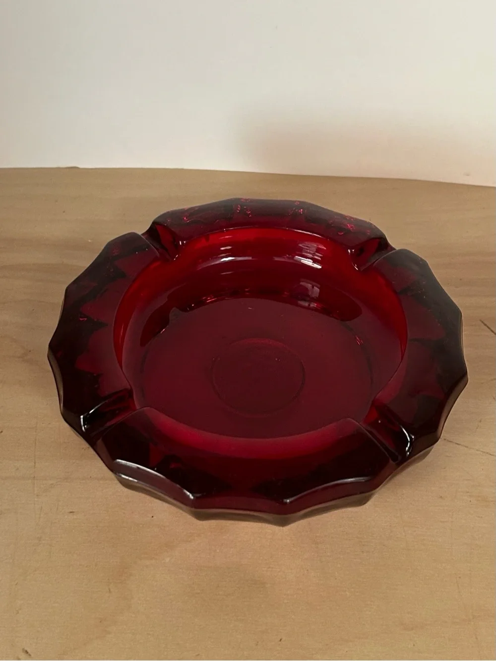 Vintage Fostoria Ruby Red Coin Glass Ashtray – 1887 Eagle